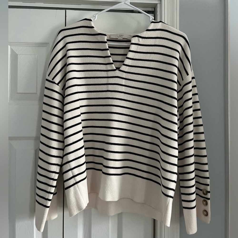 LOFT Petites • Black and White Stripped Sweater NWOT